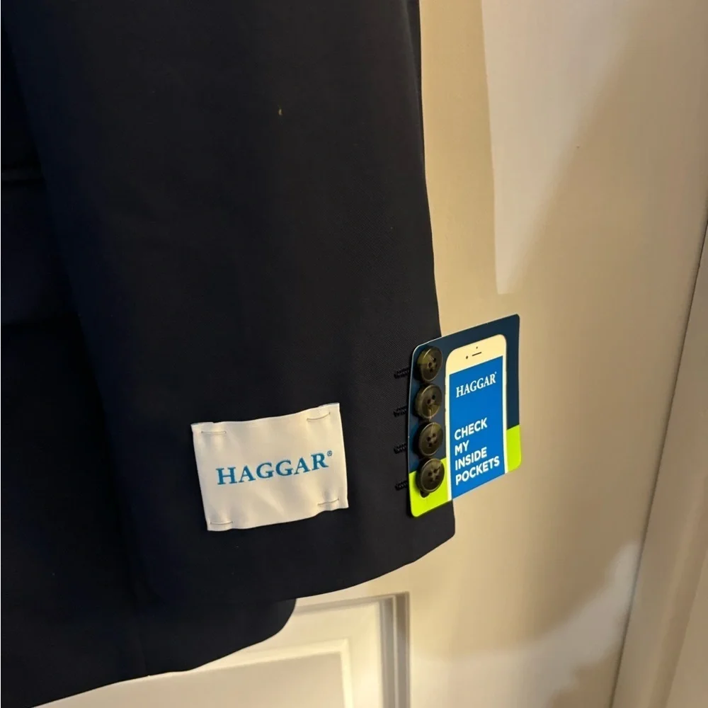 Men's Haggar The Active Series Tailored Stretch Modern Fit Navy Sports Coat